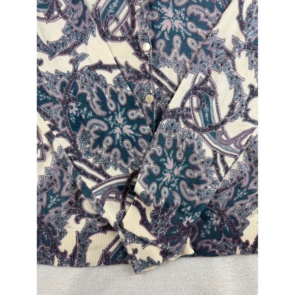 Talbots Petites Cardigan M Cream Teal Purple Paisley Button‎ Up Sweater Top - Picture 2 of 8